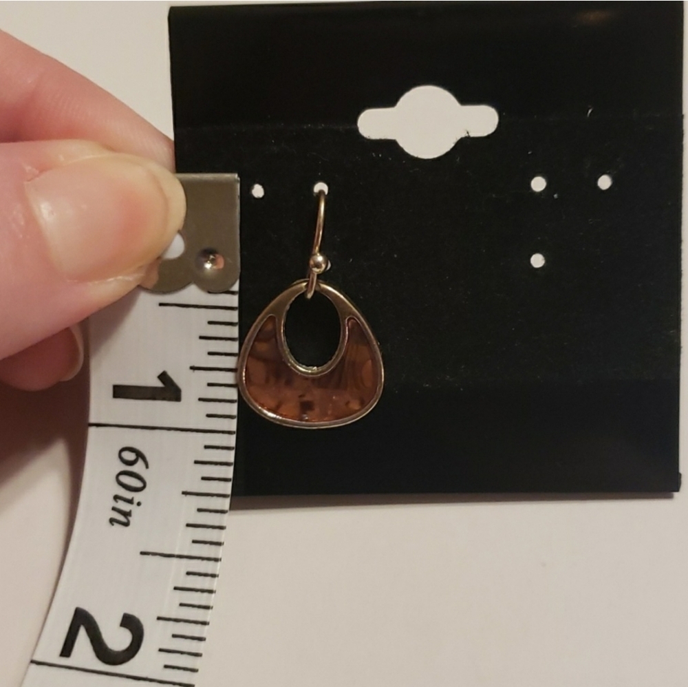 36. Reddish Brown and Silver Drop Earrings - Picture 2 of 3